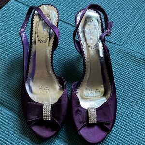 Debut Purple sling back heels with rhinestones. 9.5